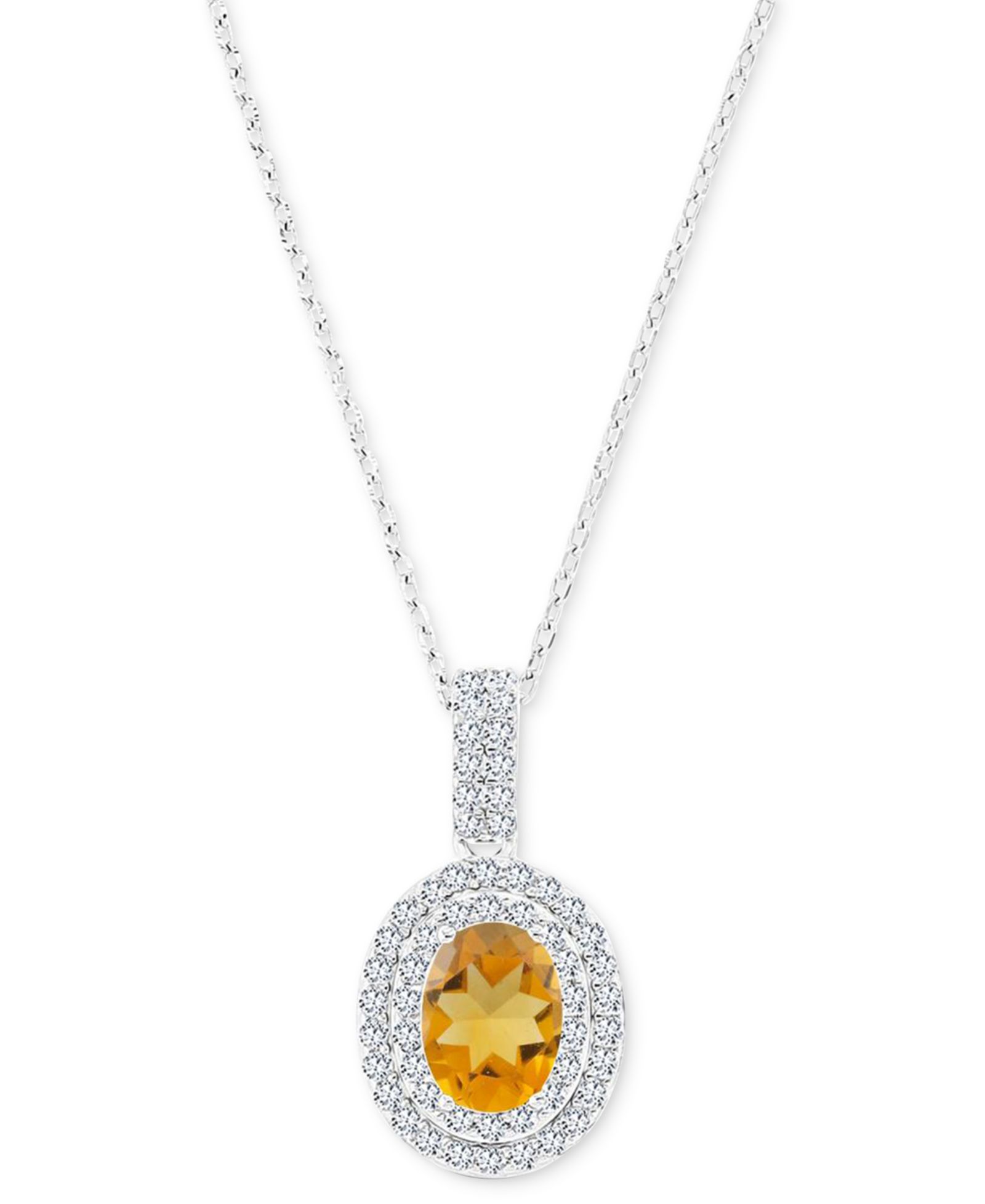 Macy's подвеска-кулон с аметистом и белым сапфиром, Sterling Silver, 16" + 2" extender