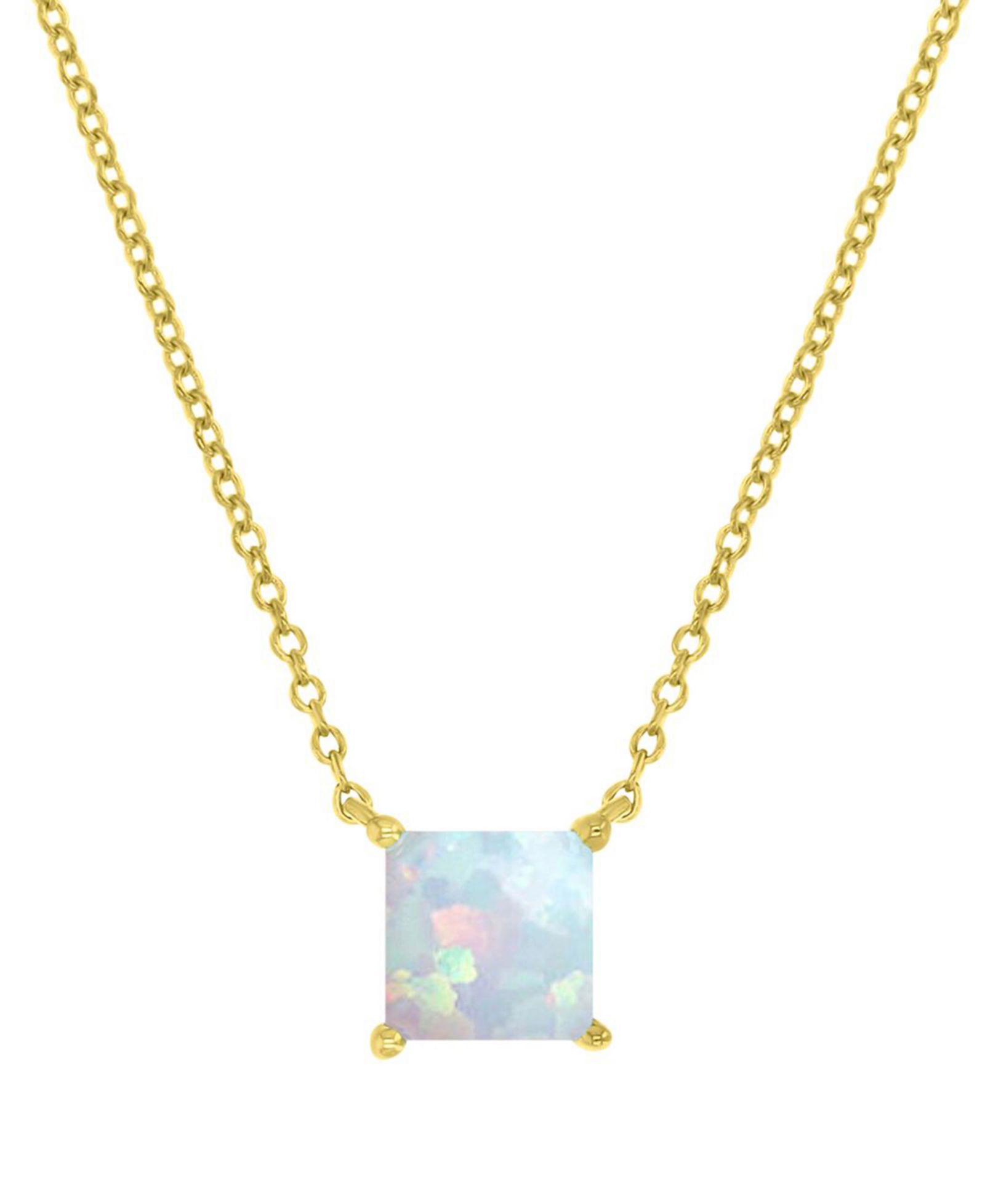 Подвеска-кулон Lab-Grown Opal Square Cut Solitaire 18" (5/8 ct. t.w.)