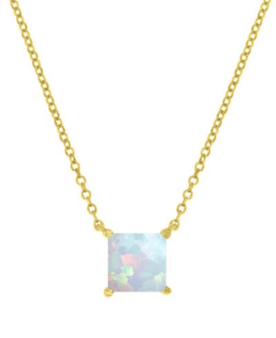 Подвеска-кулон Lab-Grown Opal Square Cut Solitaire 18" (5/8 ct. t.w.)