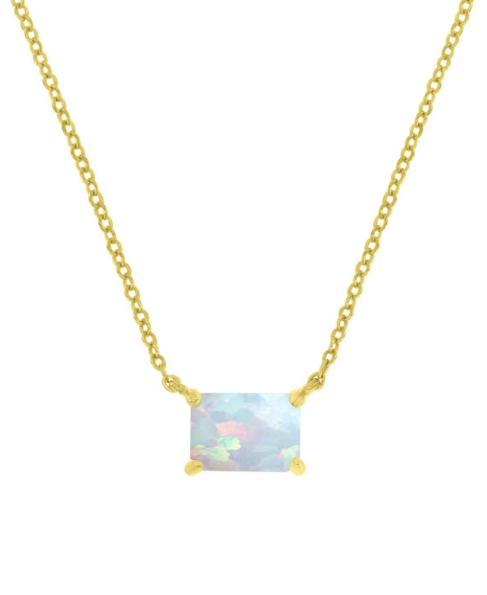 Lab-Grown Opal Rectangle Cut Solitaire 18" Pendant Necklace (1 ct. t.w.)