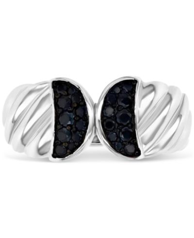 Black Spinel Ridge Textured Statement Ring (3/8 ct. t.w.) in Sterling Silver