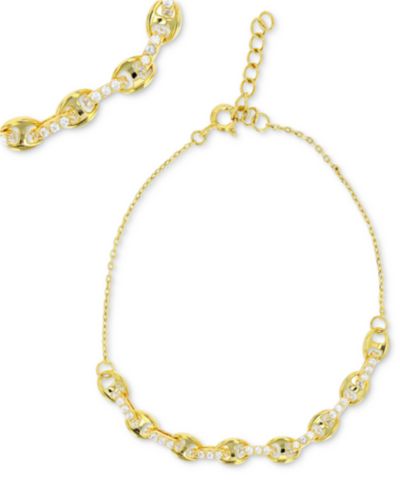 Браслет Cubic Zirconia Mariner Link Chain 14k Gold-Plated Sterling Silver