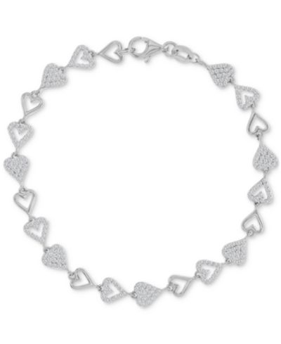 Браслет Cubic Zirconia Pavé & Polished Heart Link