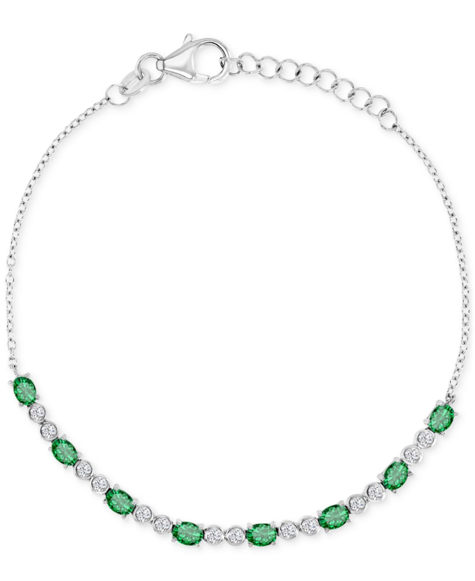 Cubic Zirconia Oval & Bezel Chain Link Bracelet