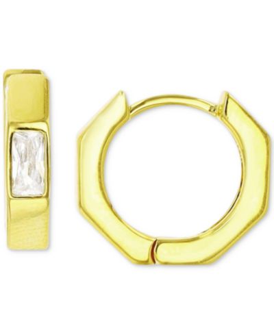 Macy's Серьги-кольца с цирконием Octagon, посеребренное стерлинговое серебро 14k, 0.51"
