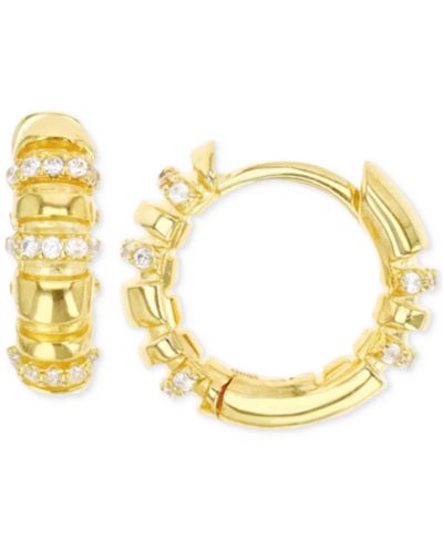 Серьги-кольца Cubic Zirconia Multirow Small Hoop, 14k Gold-Plated Sterling Silver, 0.59"