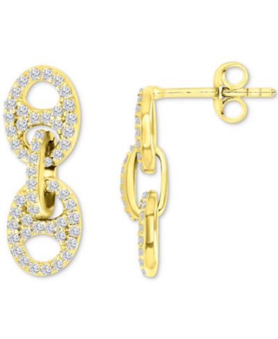 Серьги-подвески с кубическим цирконием Pavé Mariner из стерлингового серебра с напылением 14k Gold-Plated