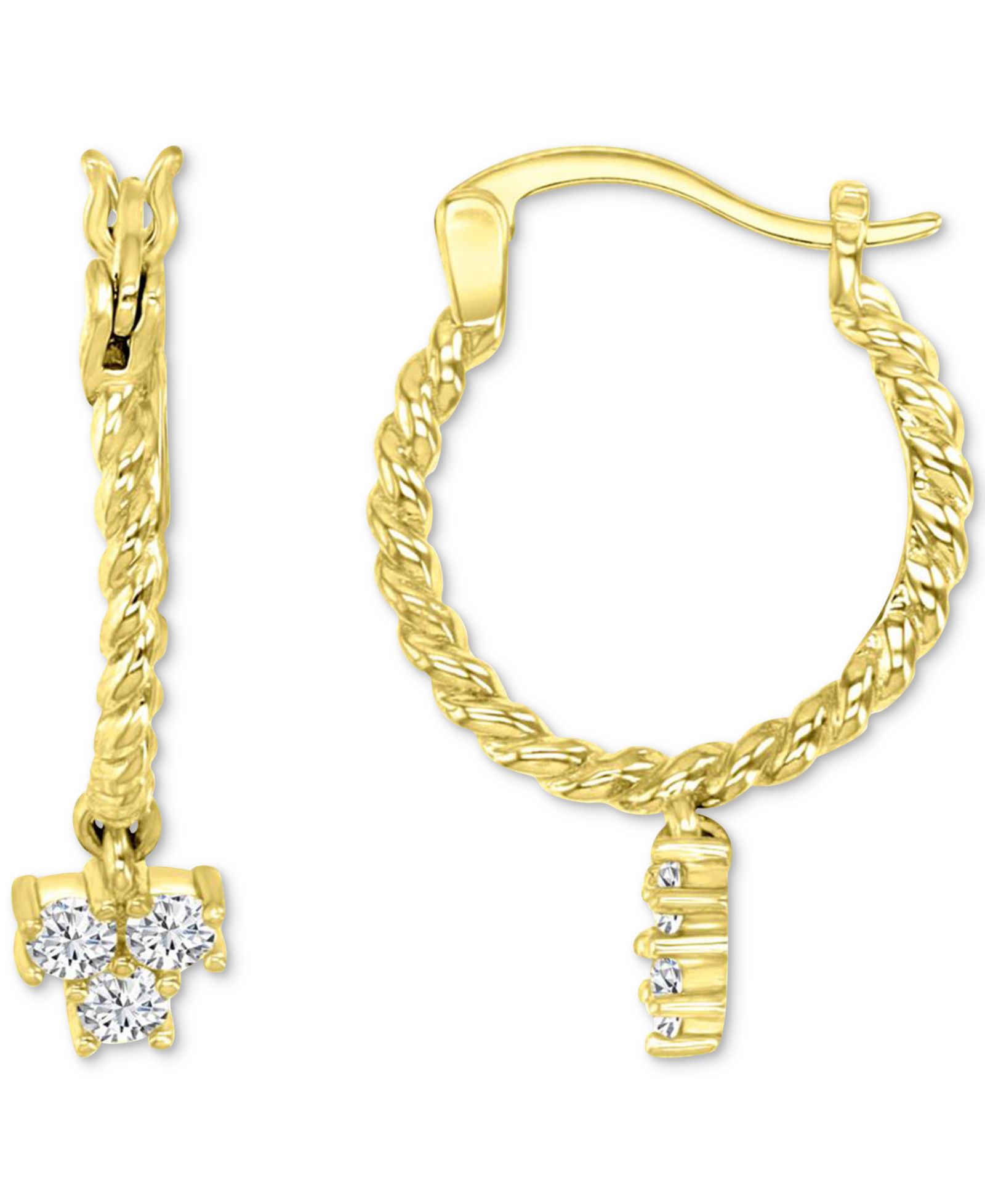 Серьги-кольца с кубическим цирконием в 14k Gold-Plated Sterling Silver