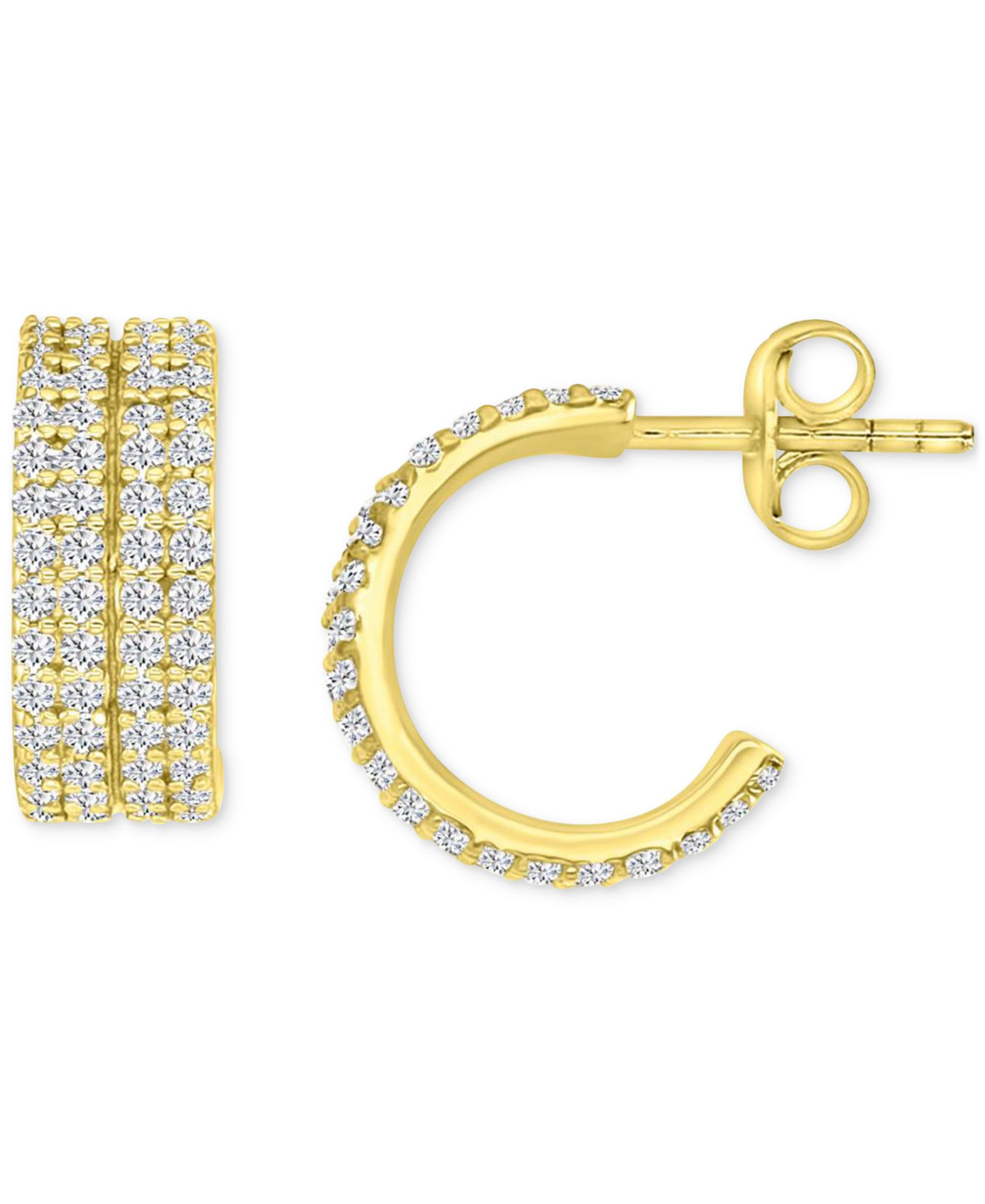 Серьги-кольца Cubic Zirconia Pavé Four Row Extra Small Huggie, 0.49"