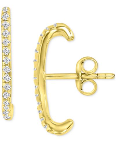 Серьги-гвоздики Pavé Huggie Stud в 14k Gold-Plated Sterling Silver
