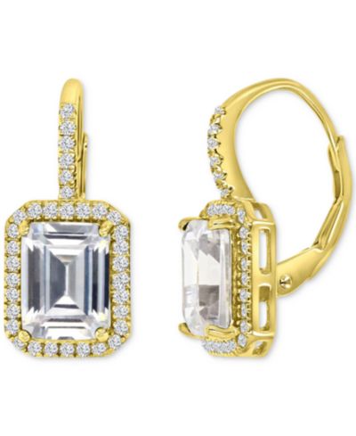 Серьги-зажимы с изумрудно-ограненной цирконием Cubic Zirconia Statement