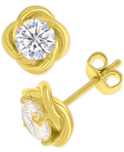 Серьги-гвоздики Cubic Zirconia Solitaire Love Knot Frame