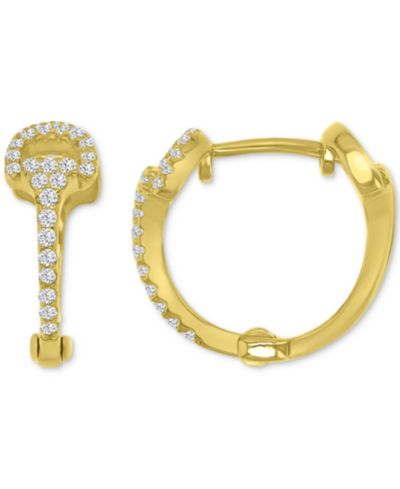 Серьги-кольца с кубическим цирконием Horsebit от Macy's, 14k Gold-Plated Sterling Silver, 0.59"