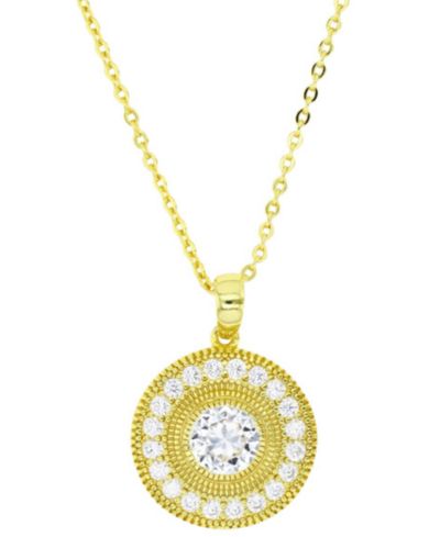 Подвеска с цирконием Halo Bead Disc, серебро с напылением 14k Gold, 18" + 2" удлинитель
