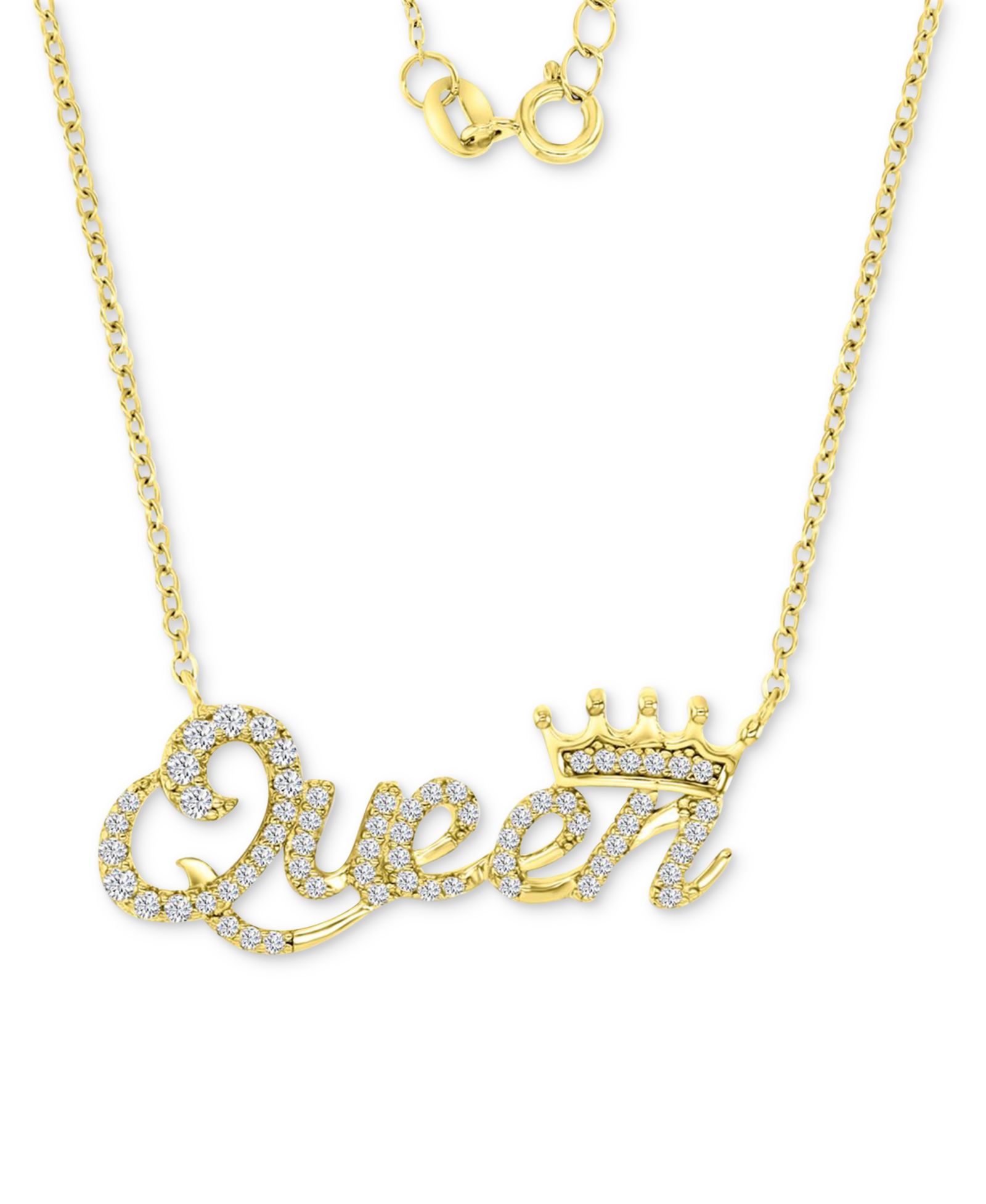Подвеска Macy's Cubic Zirconia Queen & Crown в позолоченном стерлинговом серебре 14k Gold-Plated Sterling Silver, 16" + 2" extender