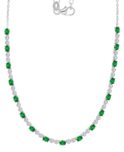 Cubic Zirconia Oval & Round Tennis Necklace, 18" + 2" extender