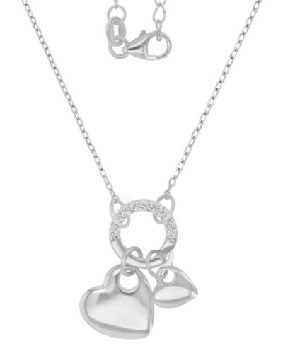 Подвеска-кулон Cubic Zirconia Double Heart Charm & Holder, 16" + 2" extender