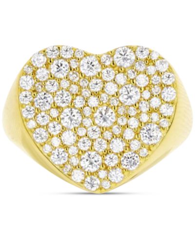 Кольцо с кубическим цирконием Cubic Zirconia Cluster Heart в позолоченном серебре