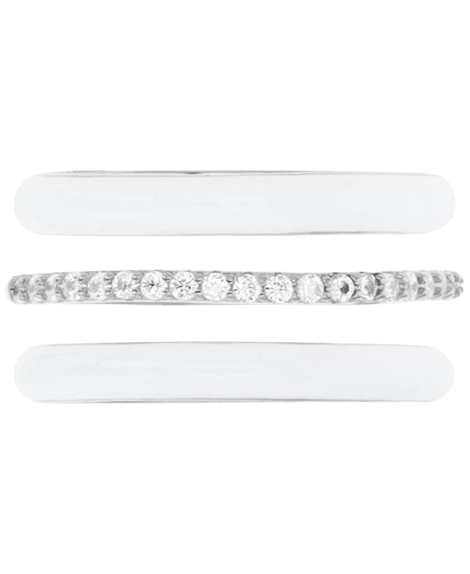 3-Pc. Set Enamel & Cubic Zirconia Stack Ring in Sterling Silver