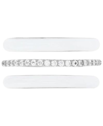 3-Pc. Set Enamel & Cubic Zirconia Stack Ring in Sterling Silver