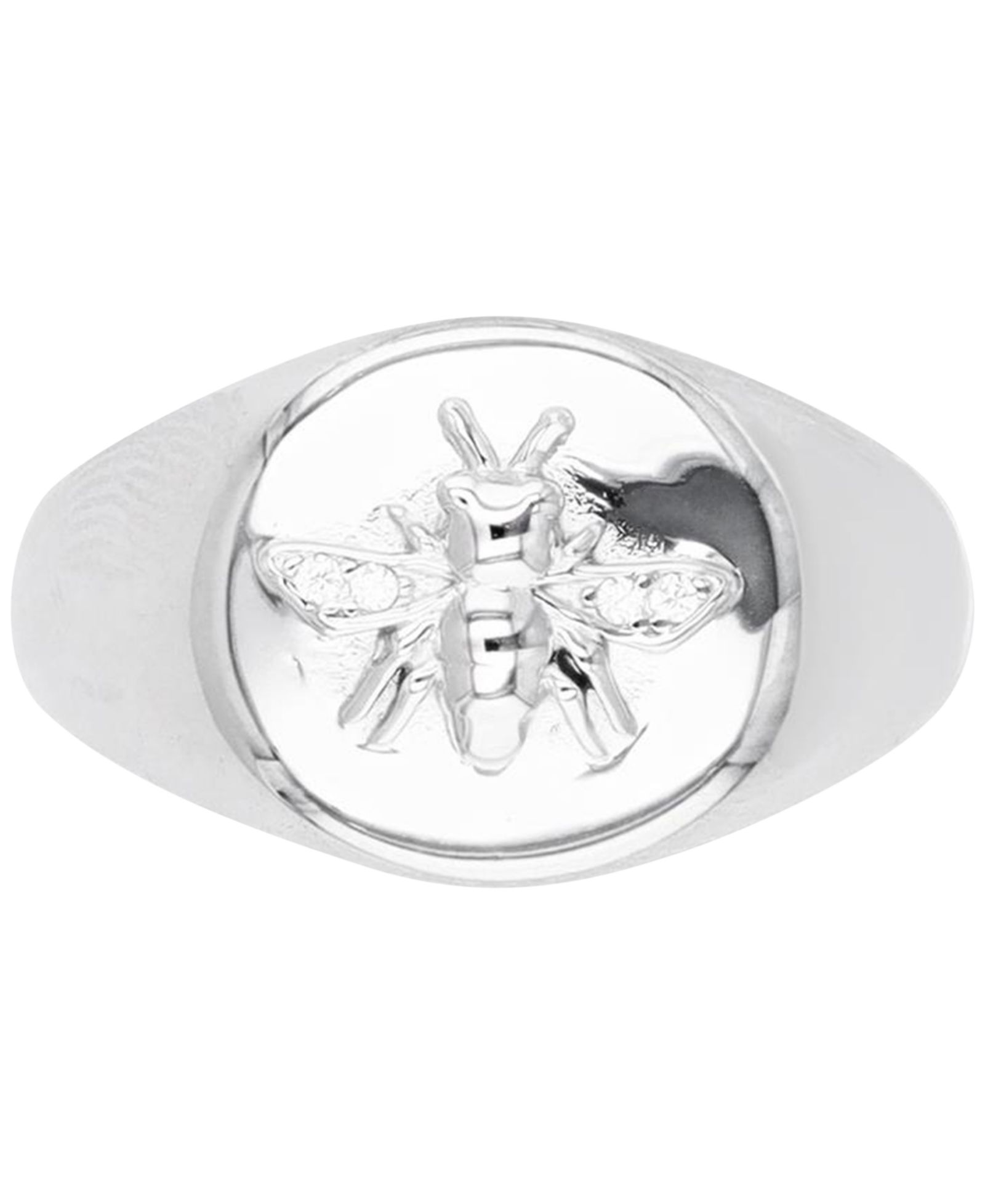 Cubic Zirconia Bee High-Polished Oval-Style Signet Ring