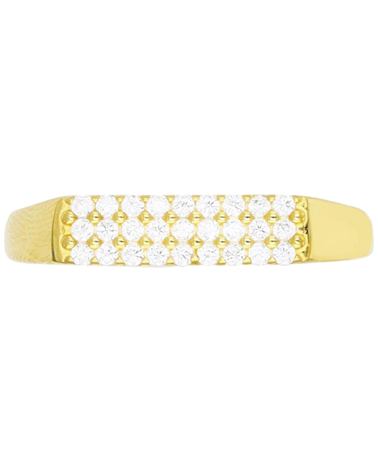 Cubic Zirconia Rectangular Cluster Ring in 14k Gold-Plated Sterling Silver