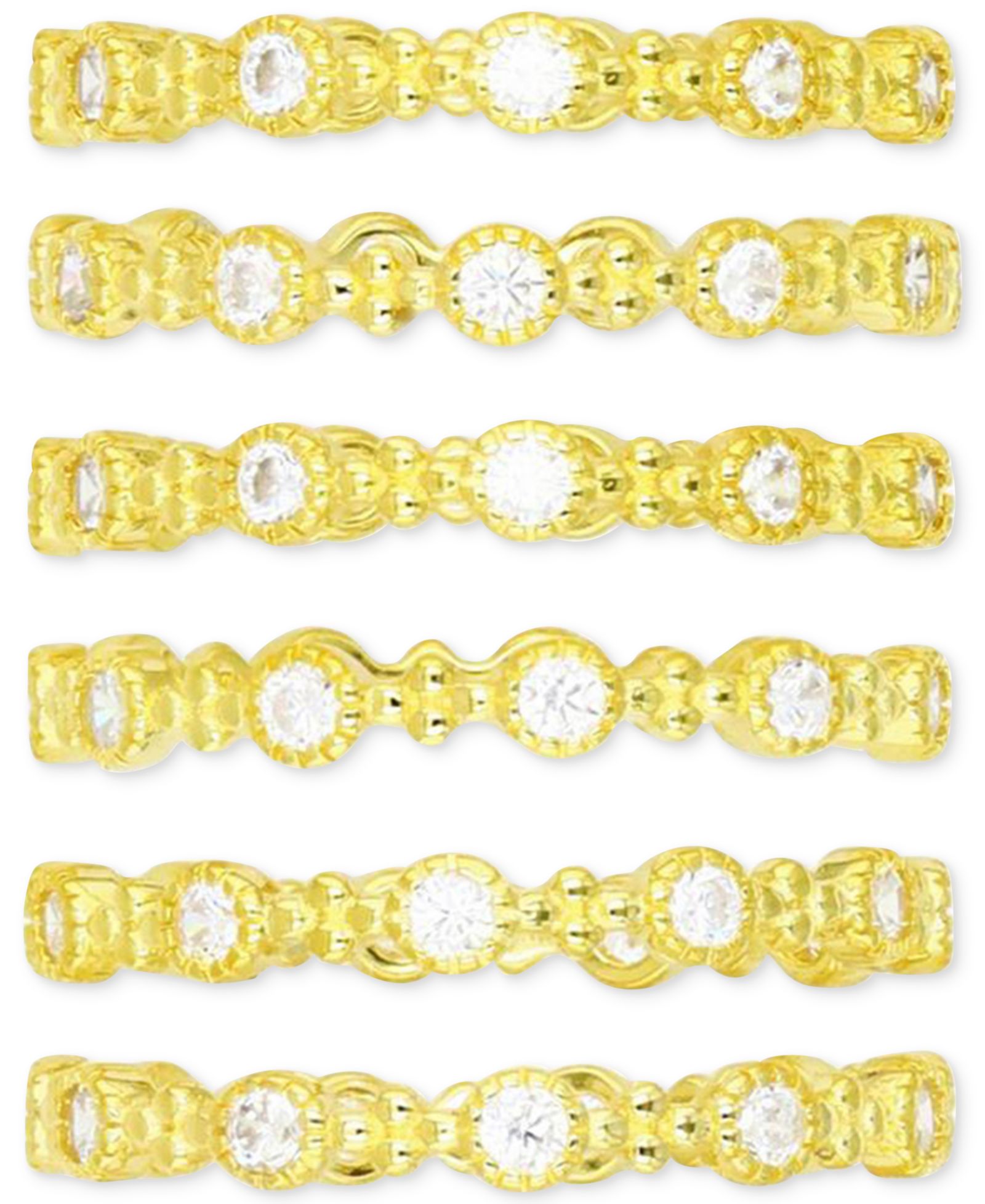 6-Pc. Set Cubic Zirconia Stack Rings в 14k Gold-Plated Sterling Silver