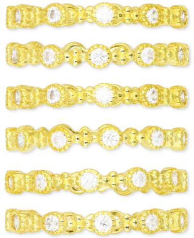 6-Pc. Set Cubic Zirconia Stack Rings в 14k Gold-Plated Sterling Silver