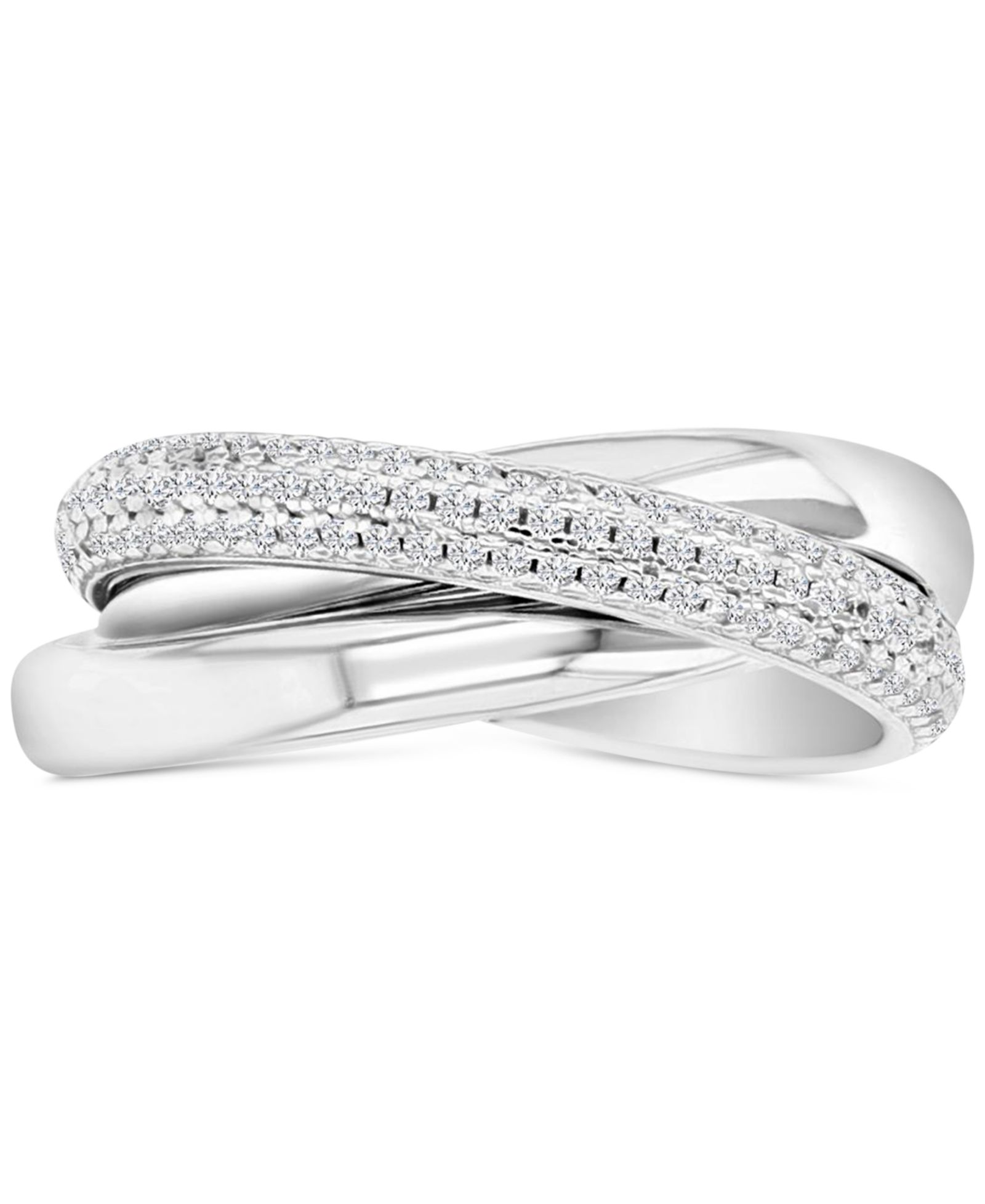 Кольцо Cubic Zirconia Triple Row Pavé & Polished Rolling Crossover