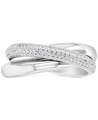 Кольцо Cubic Zirconia Triple Row Pavé & Polished Rolling Crossover