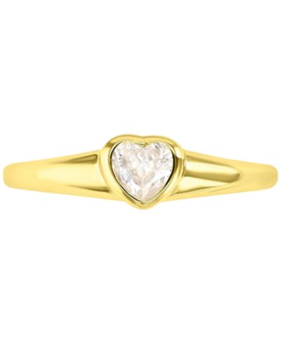 Кольцо с кубическим цирконием Heart Solitaire в 14k Gold-Plated Sterling Silver