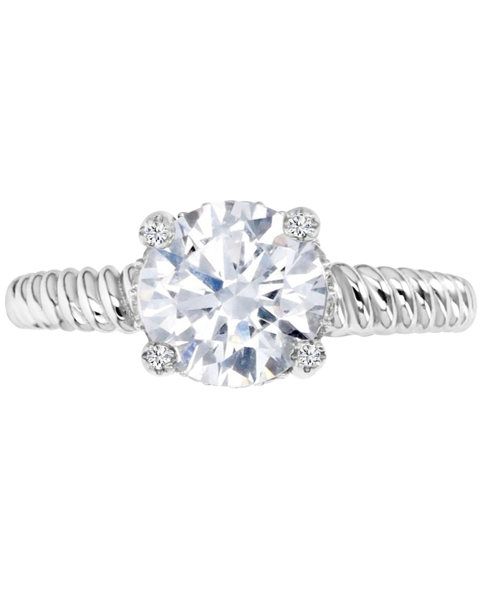 Cubic Zirconia Solitaire Twist-Style Engagement Ring