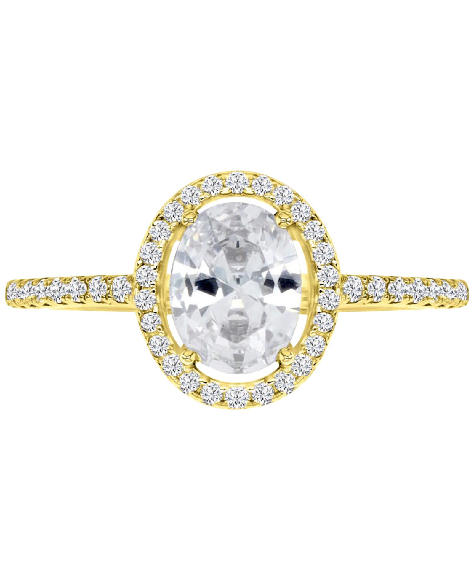 Помолвочное кольцо с овальным камнем Cubic Zirconia в золотом напылении