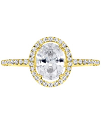 Помолвочное кольцо с овальным камнем Cubic Zirconia в золотом напылении
