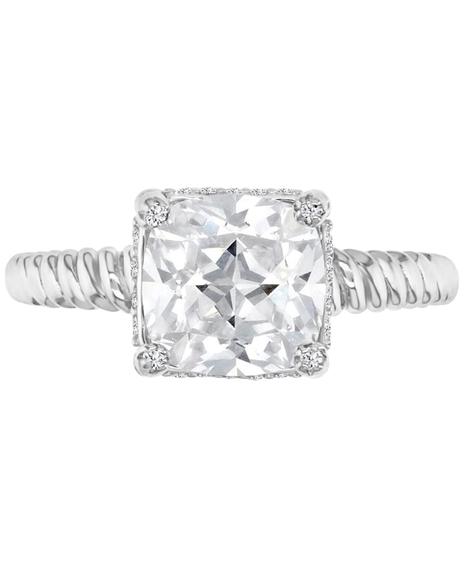 Помолвочное кольцо Cubic Zirconia Cushion-Cut Solitaire Twist Rope