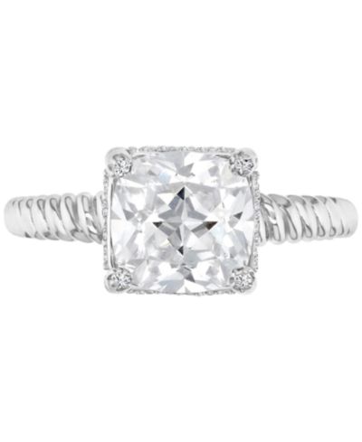 Помолвочное кольцо Cubic Zirconia Cushion-Cut Solitaire Twist Rope