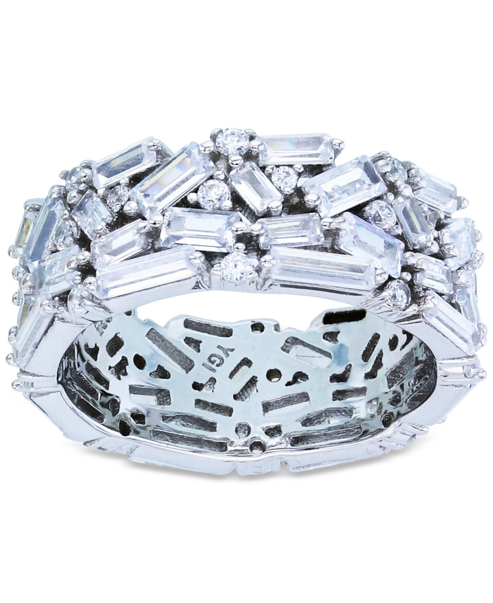 Кольцо с камнями Cubic Zirconia Round & Baguette Cluster Statement Ring