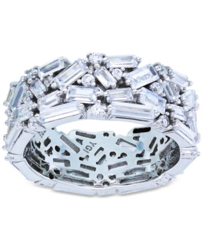 Кольцо с камнями Cubic Zirconia Round & Baguette Cluster Statement Ring