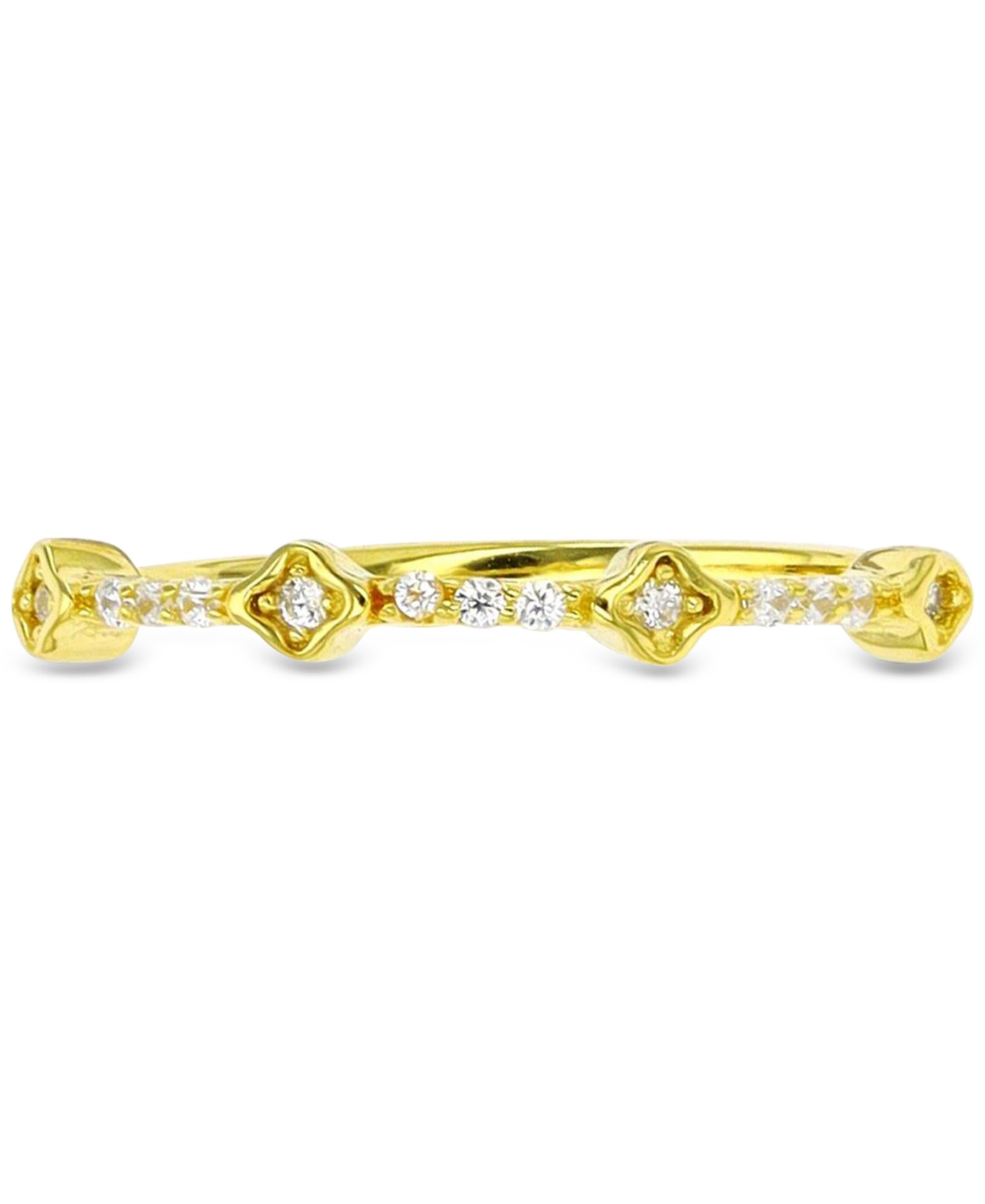 Кольцо из стерлингового серебра с напылением 14k Gold и цирконом