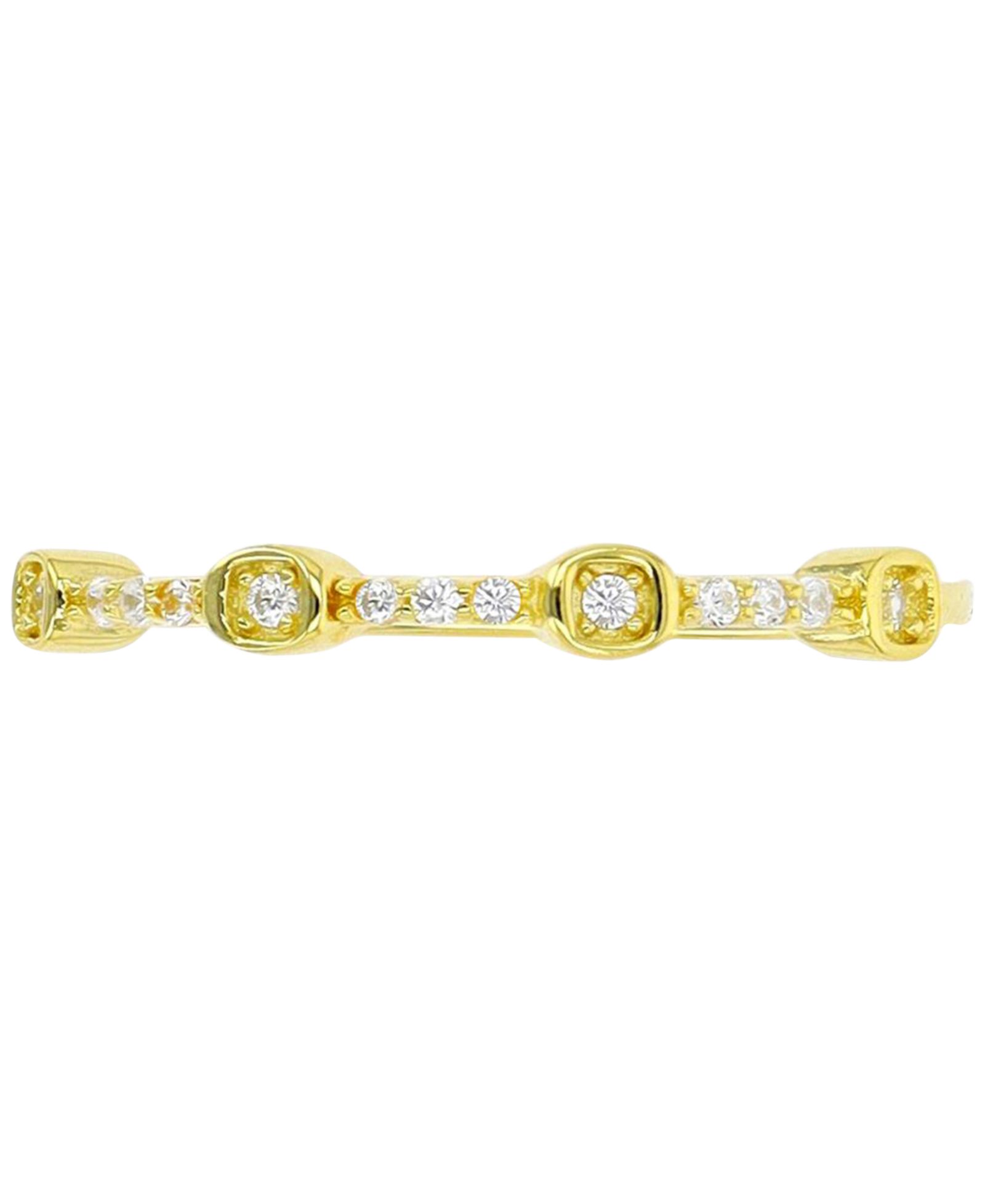 Cubic Zirconia Two Level Narrow Stack Ring in 14k Gold-Plated Sterling Silver