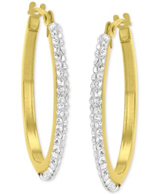 Маленькие серьги-кольца с кристаллами Pavé из золота 10k, 0.79"