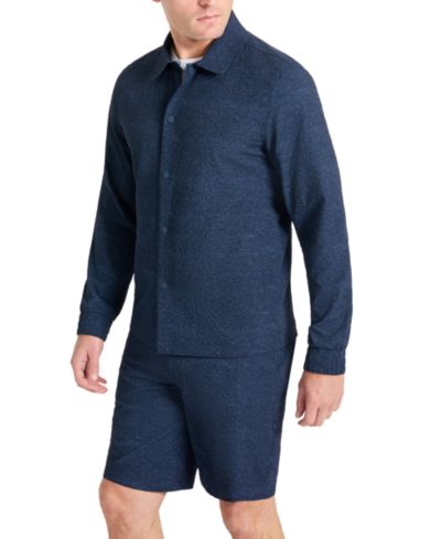 Kenneth Cole Мужская рубашка-куртка из сирсакерка с принтом и водостойкая