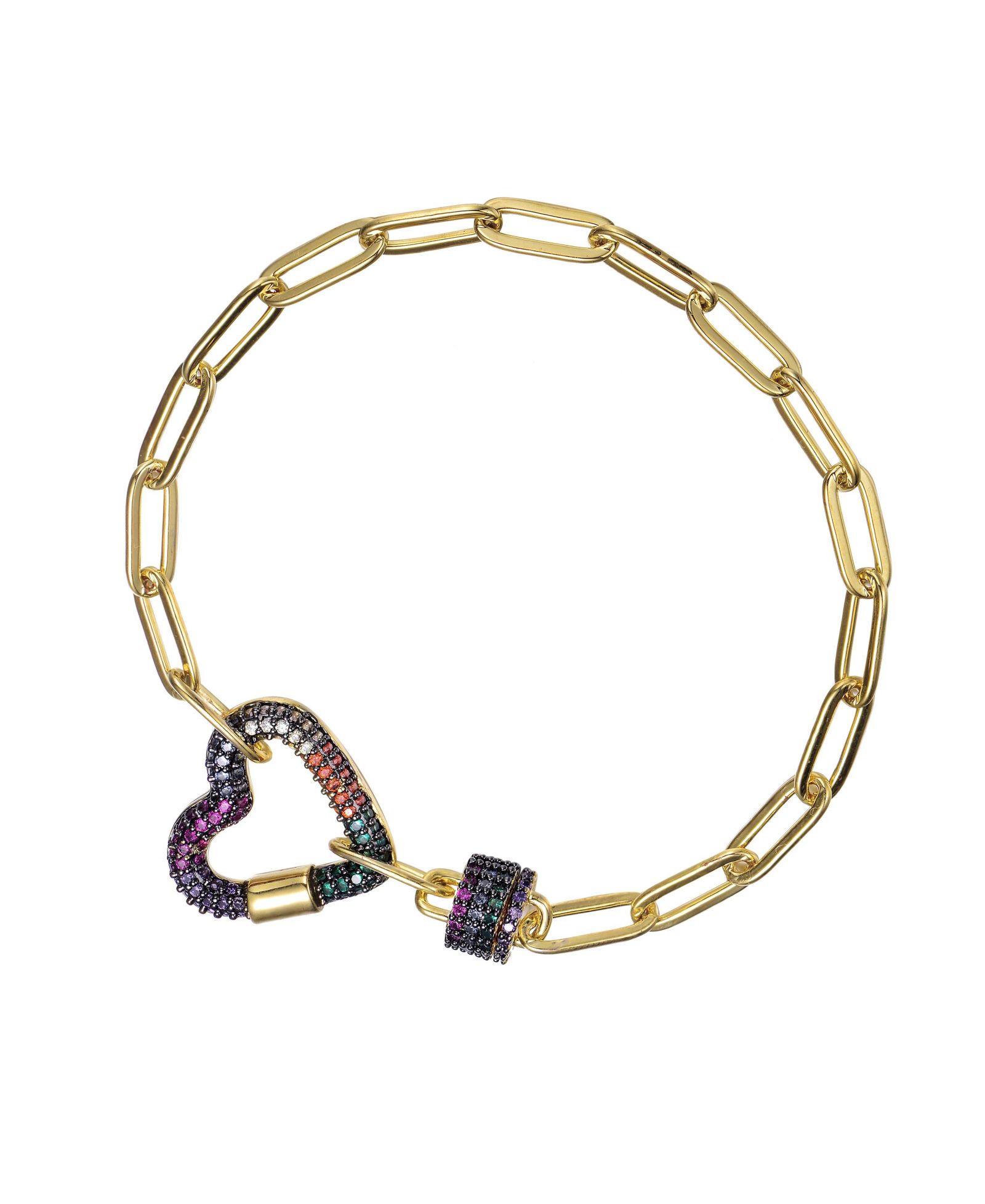 Браслет с подвеской в форме сердца из золота 14K и черного напыления с кубическим цирконием для девочек Gigi Girl