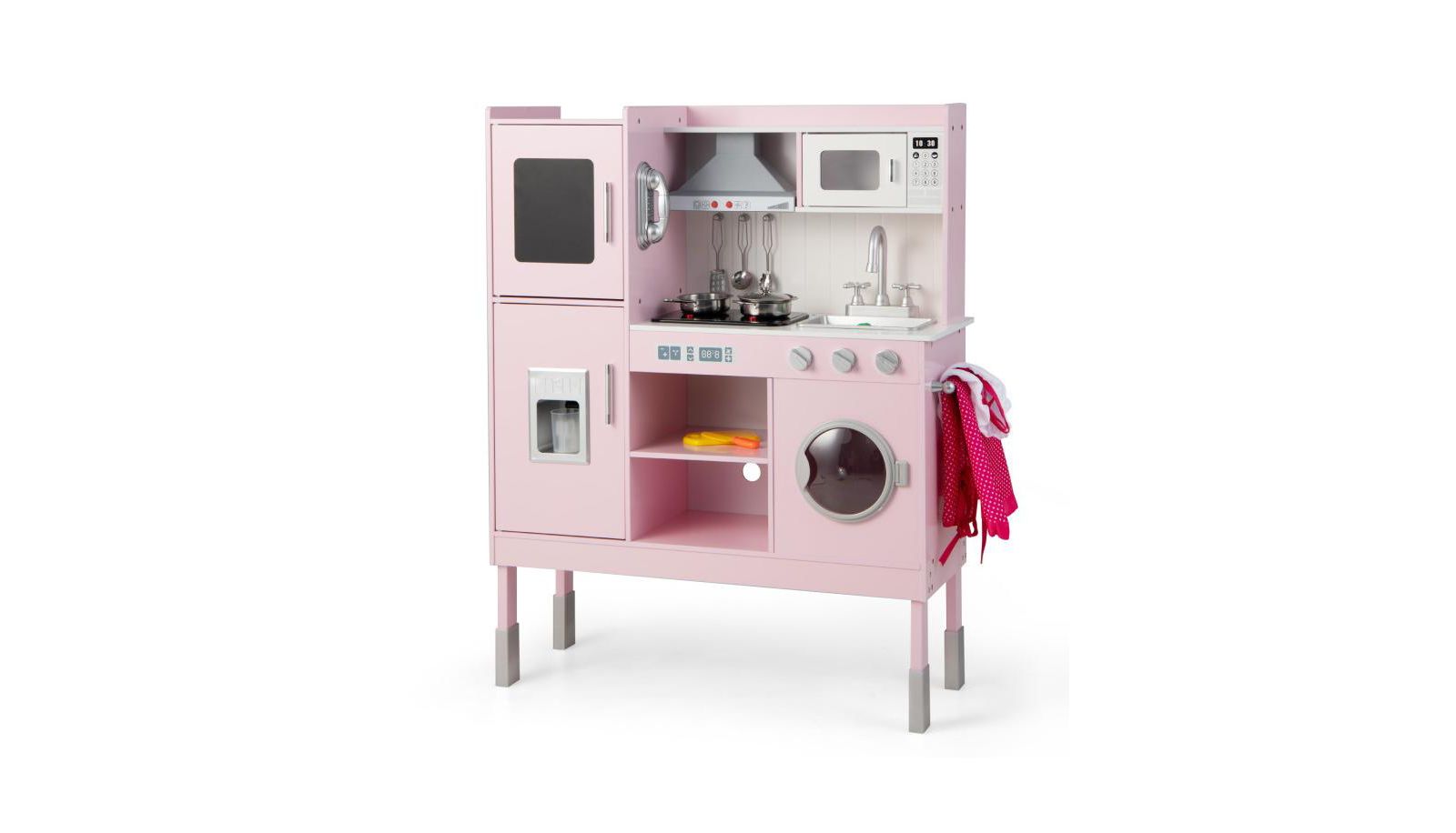 Slickblue Adjustable-Height Interactive 16-Piece Play Kitchen, Ages 3+