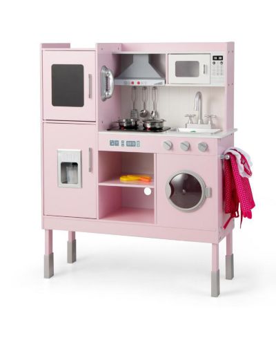 Slickblue Adjustable-Height Interactive 16-Piece Play Kitchen, Ages 3+