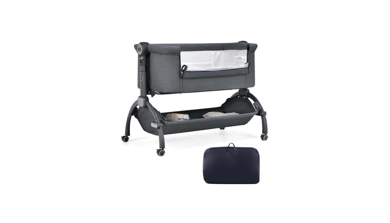 Slickblue 3 in 1 Infant Bassinet with Adjustable Height and Secure Double Lock