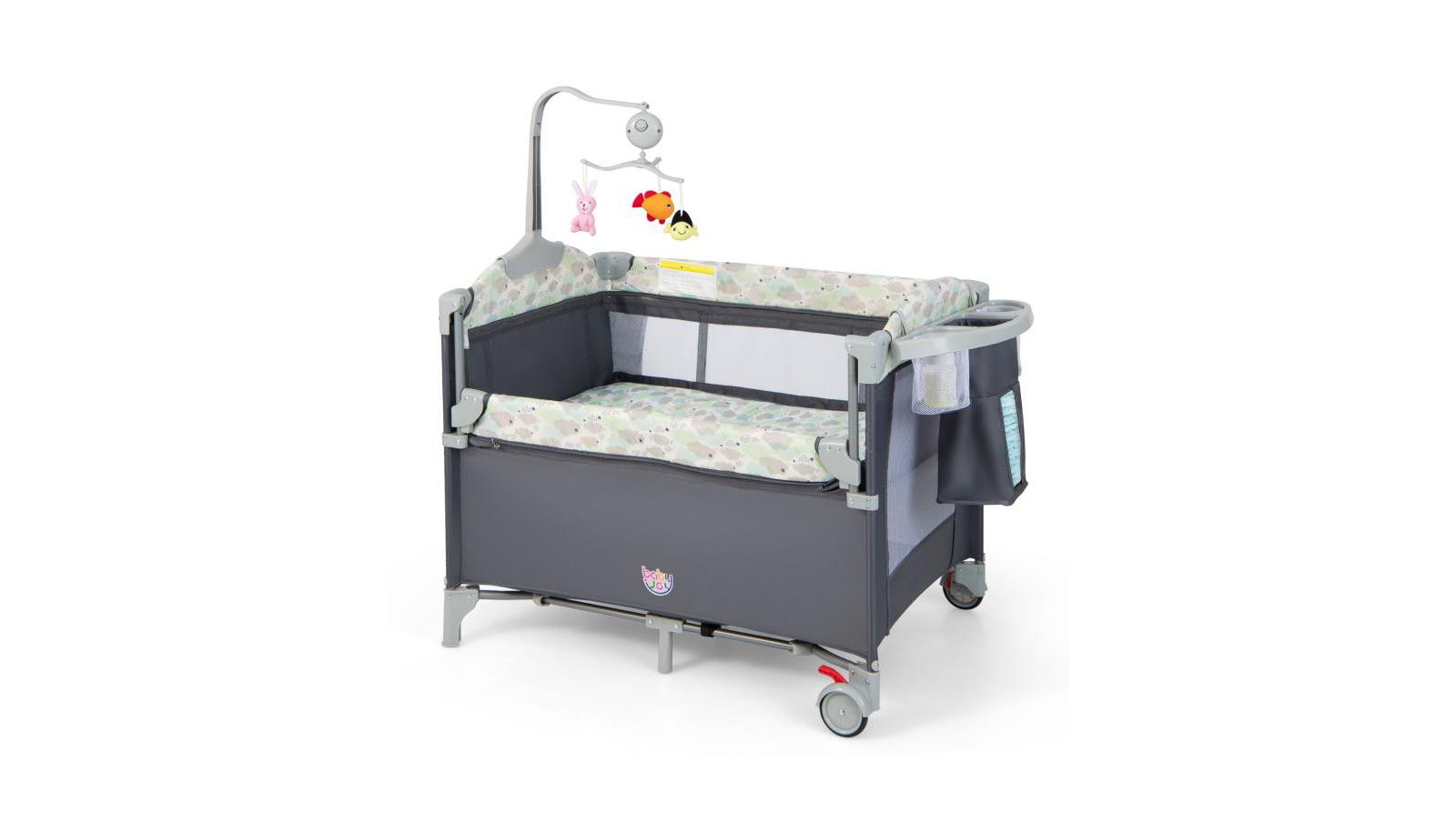 Slickblue Portable Baby Bassinet with Diaper Changer, Bedside Sleeper and Changing Station