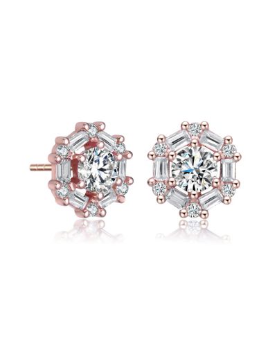 Серьги-гвоздики Round and Colored Baguette Cubic Zirconia