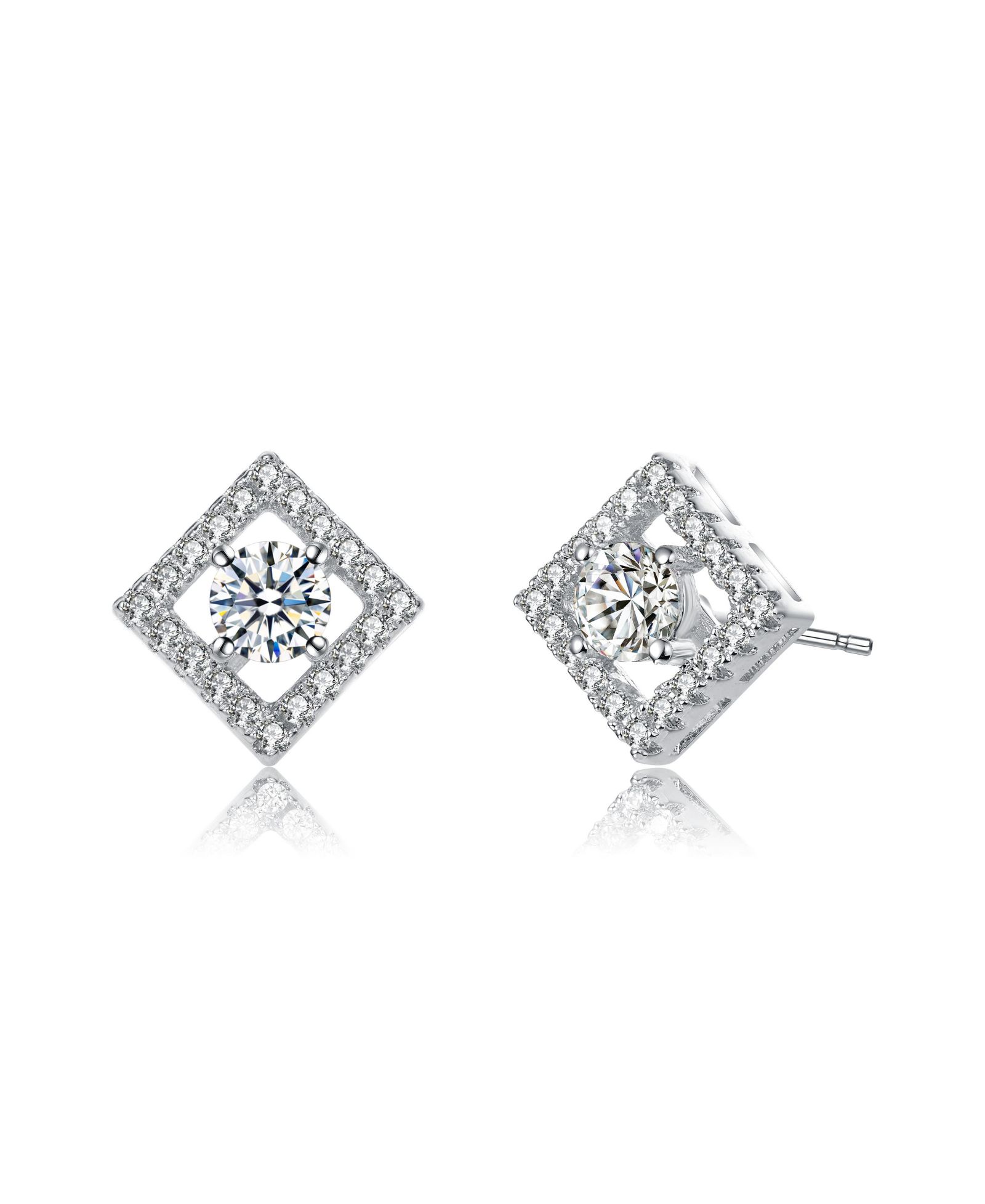 Stylish Colored Cubic Zirconia Halo Stud Earrings