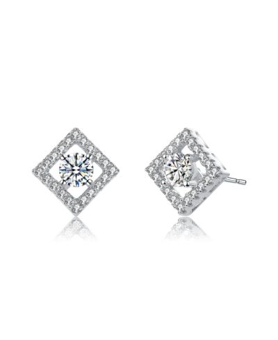 Стильные серьги-гвоздики с цветными кристаллами Cubic Zirconia